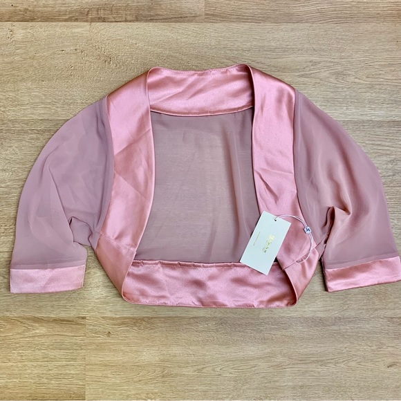 NWT Sheer & Satin Bolero Shrug - Picture 2 of 8